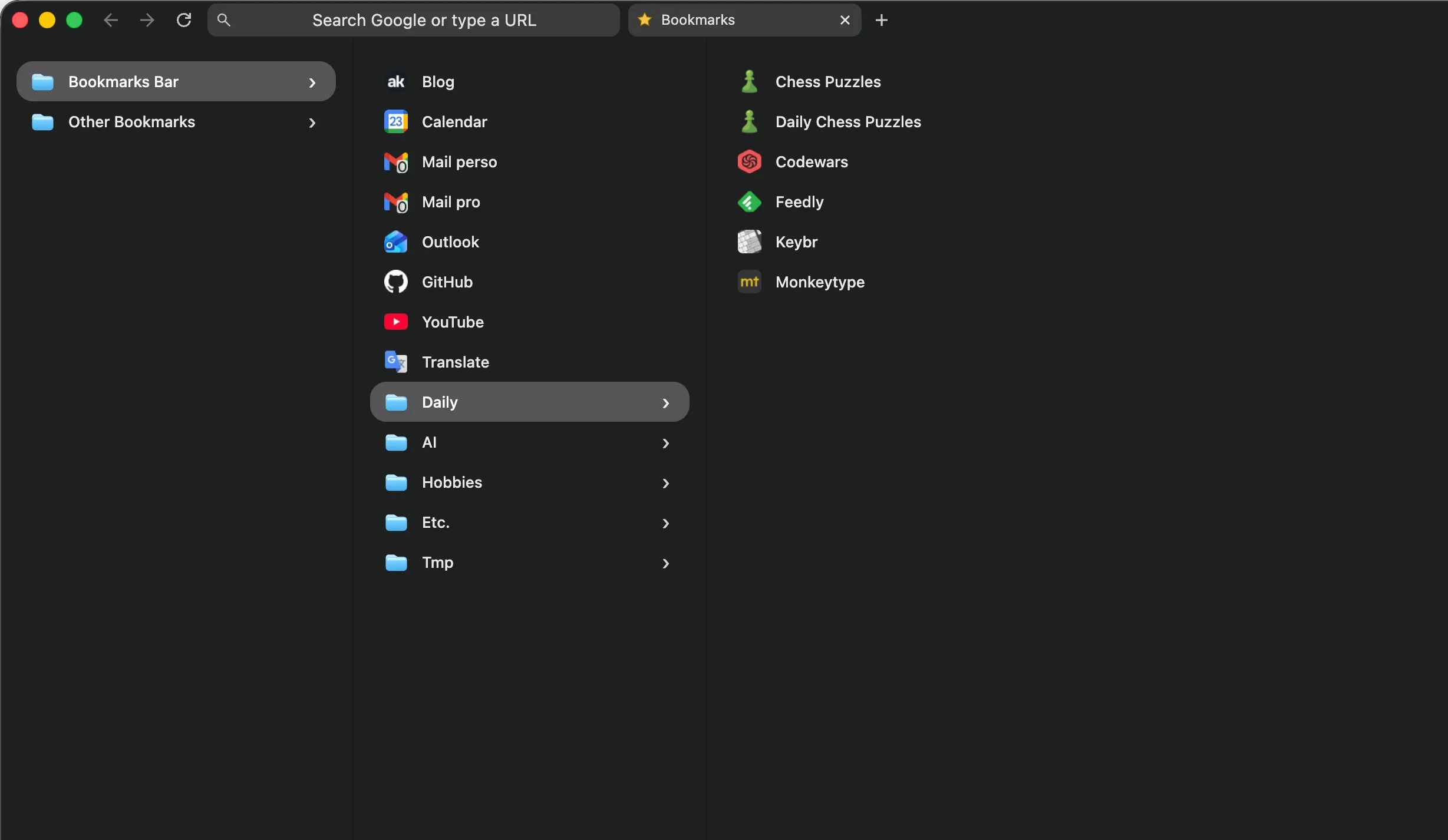 Screenshot of the extension on a New Tab page.